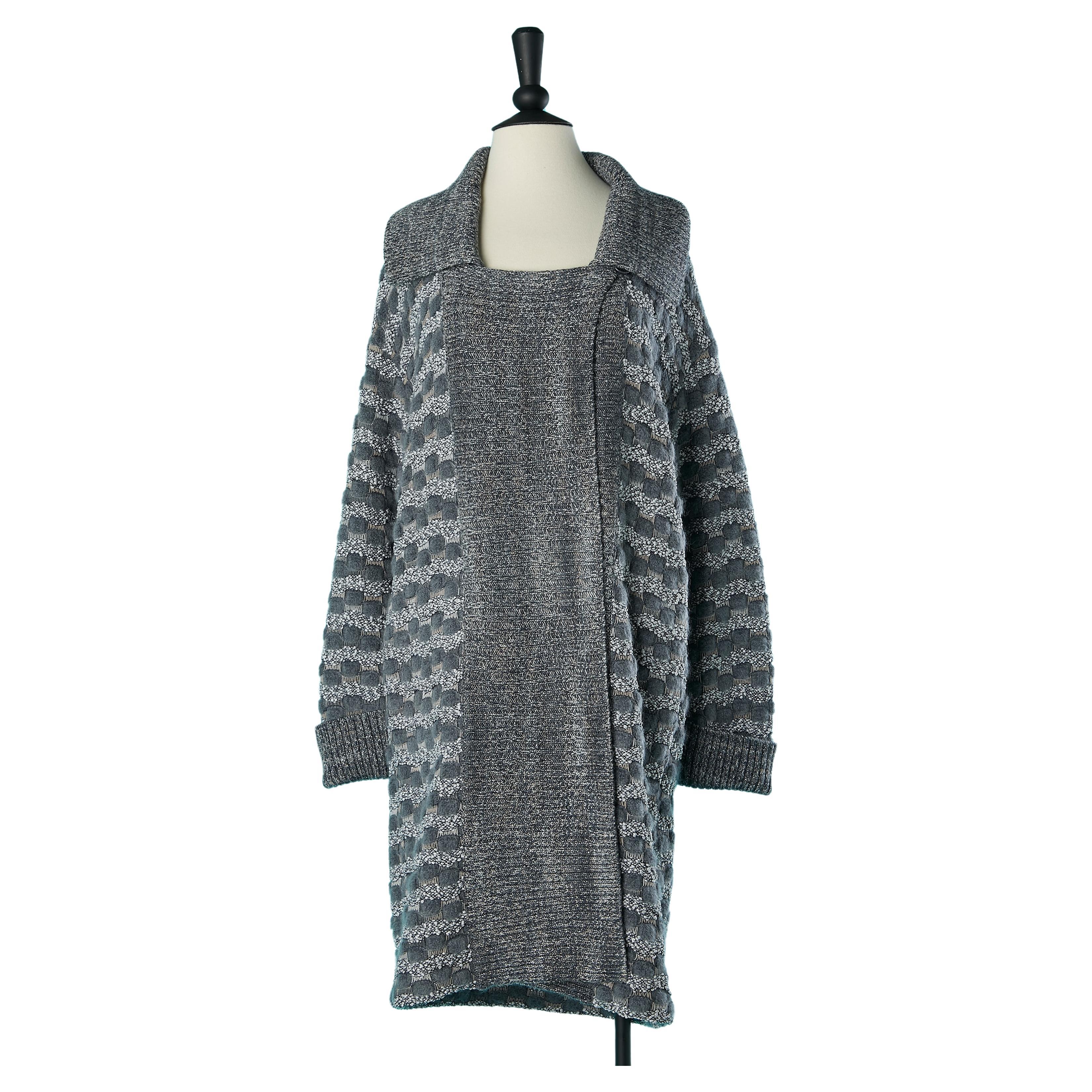 Grey and silver double-breasted oversize jacquard  cardigan Missoni  For Sale