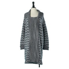 Grey and silver double-breasted oversize jacquard  cardigan Missoni 