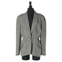 Grey and silver Tweed lurex jacket with chain and star THIERRY MUGLER