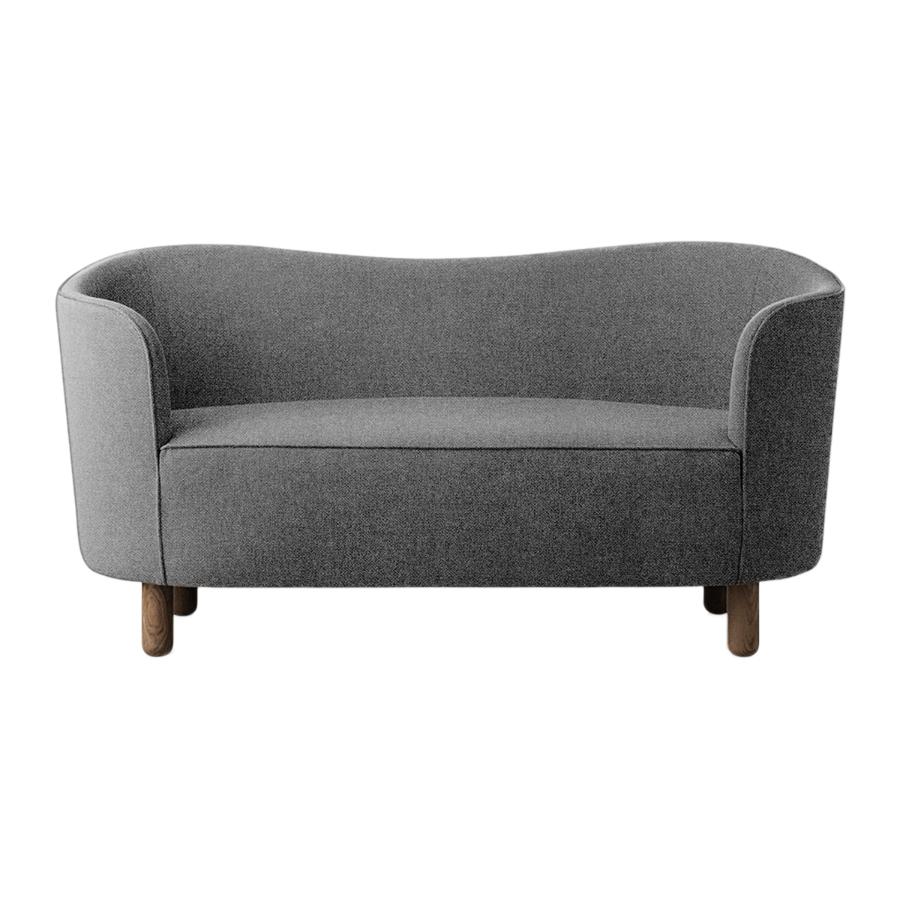 Grey and smoked oak Sahco Nara Mingle sofa by Lassen.
Dimensions: W 154 x D 68 x H 74 cm. 
Materials: Textile, oak.

The Mingle sofa was designed in 1935 by architect Flemming Lassen (1902-1984) and was presented at The Copenhagen Cabinetmakers’