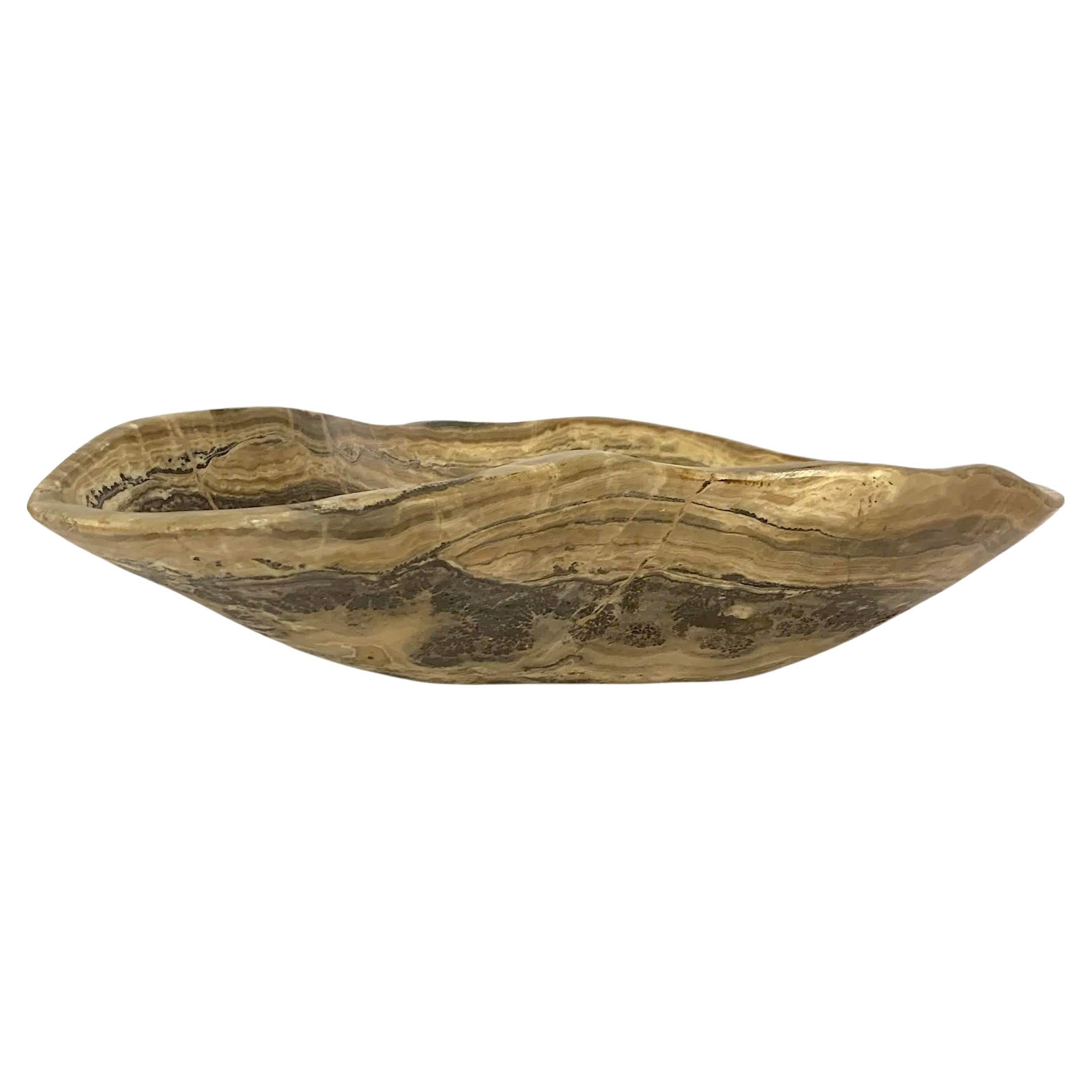 Grey And Taupe Free Form Shaped Onyx Bowl, Morocco, Contemporary For Sale