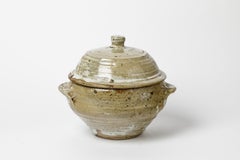 Keramik-Deckeltopf oder -Kasten aus weißem Steingut von Anne Kjaersgaard La Borne