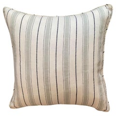 Grey and White Striped Light Cotton Linen with Welt