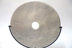 Grey and White Textured Marble Disc Sculpture, China, Contemporary