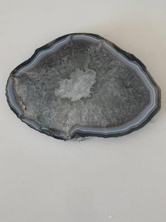 Grey and White Thick Slice of Amethyst on Stand, Brazil, Prehistoric