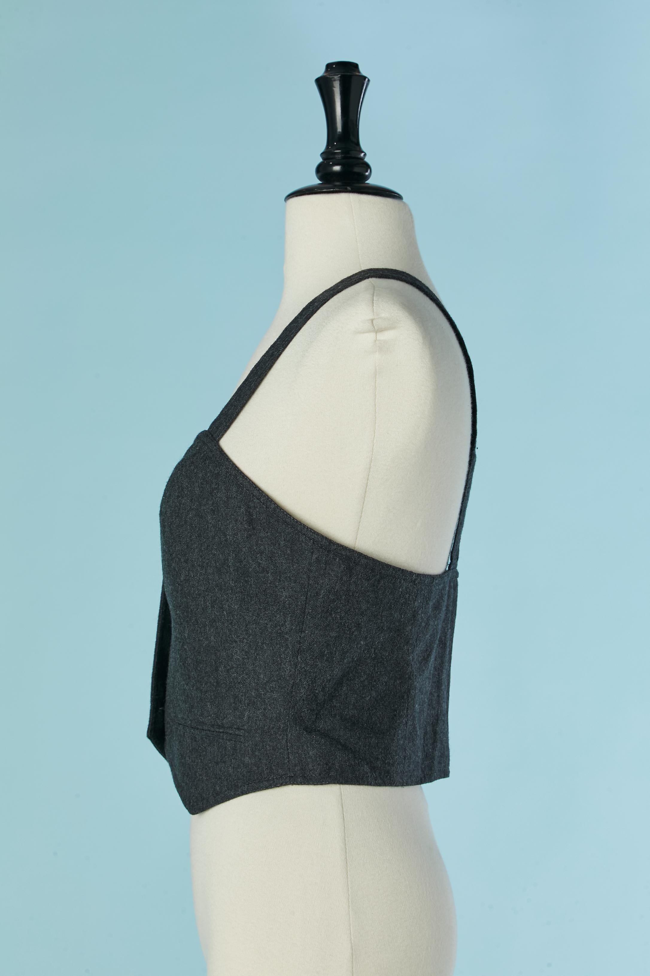 Bustier aus anthrazitfarbenem Wollflanell CHANTAL THOMASS / SUITE im Zustand „Hervorragend“ im Angebot in Saint-Ouen-Sur-Seine, FR