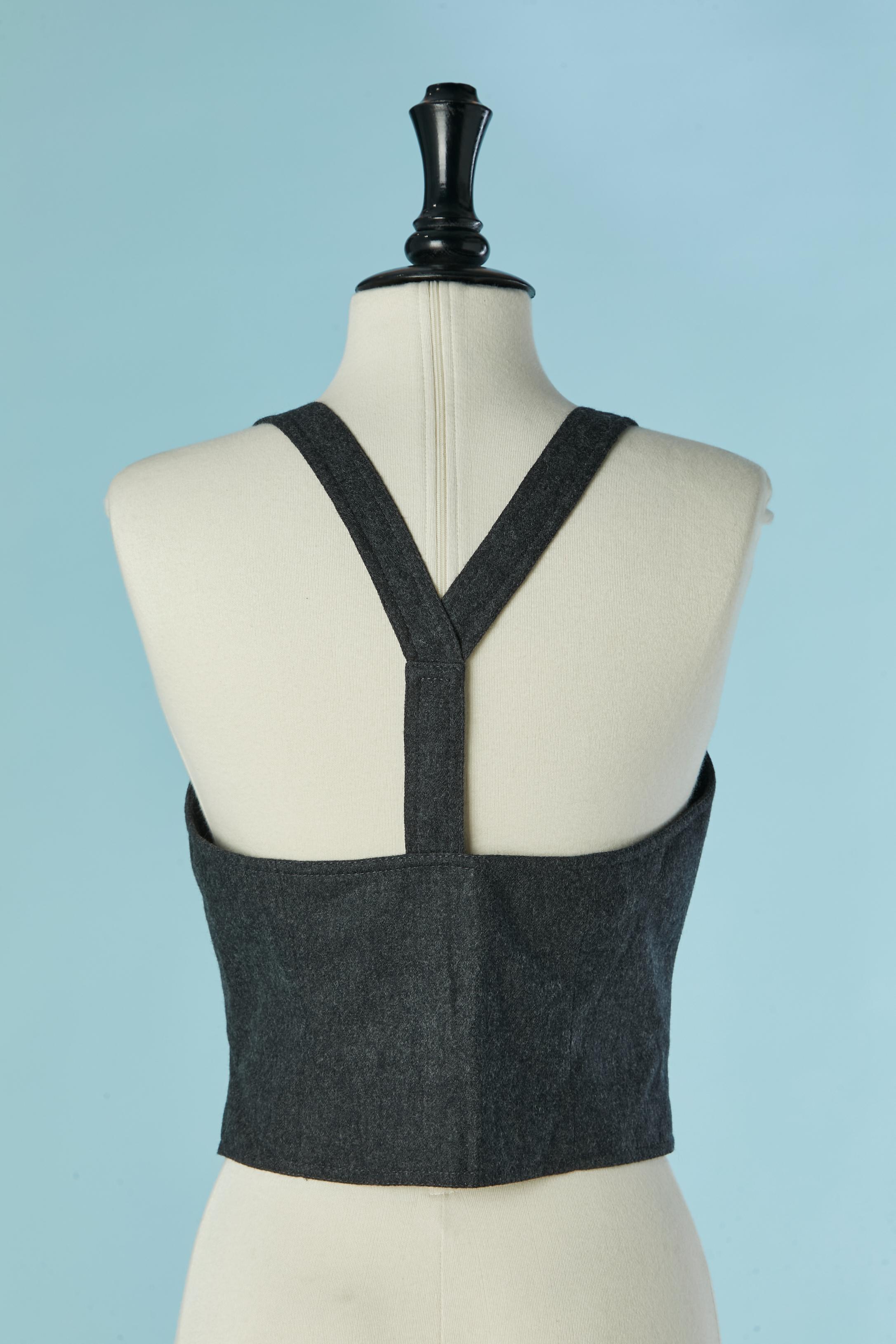 Bustier aus anthrazitfarbenem Wollflanell CHANTAL THOMASS / SUITE Damen im Angebot