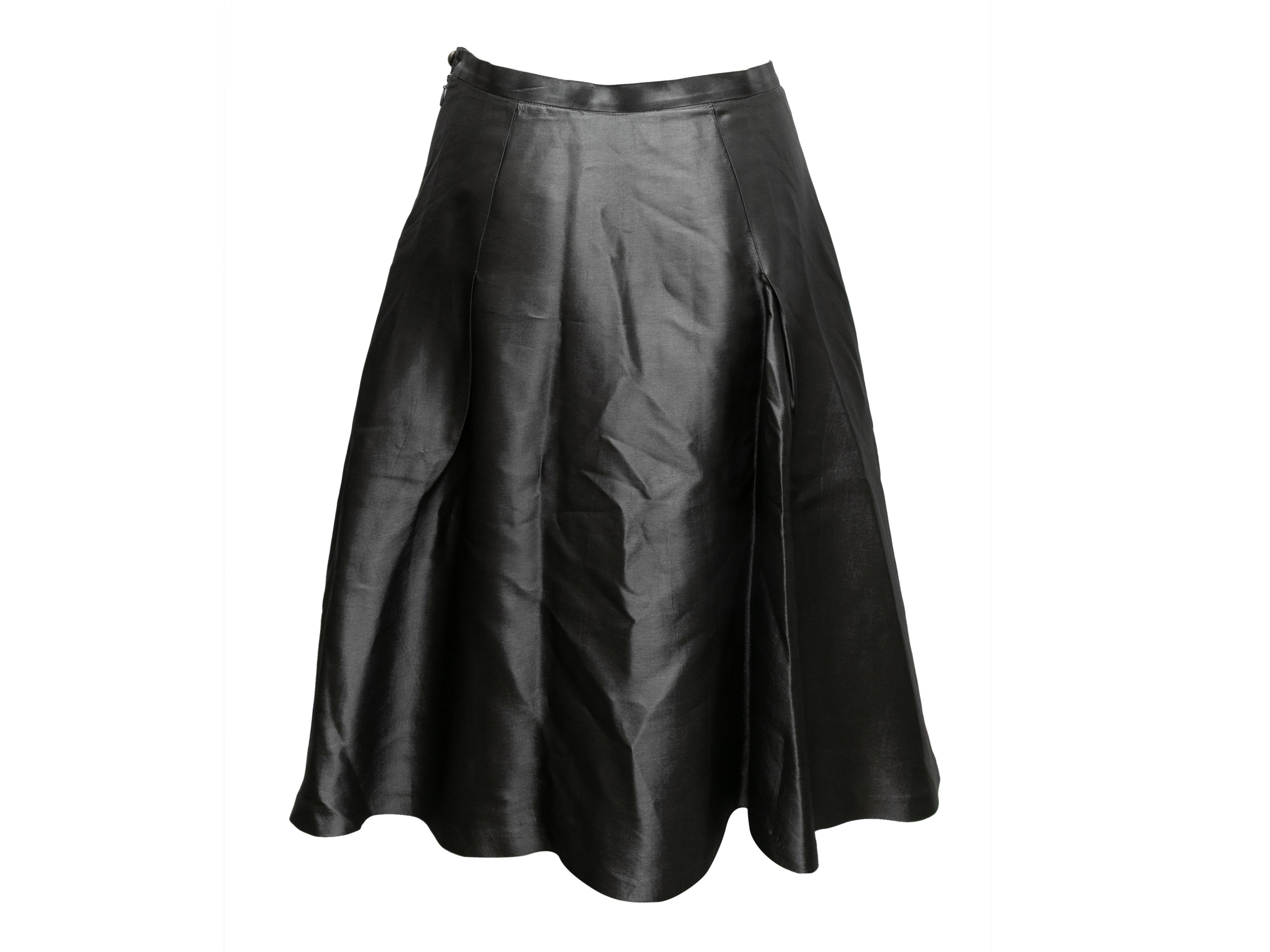 Black Grey Antonio Berardi Taffeta A-Line Skirt Size IT 42