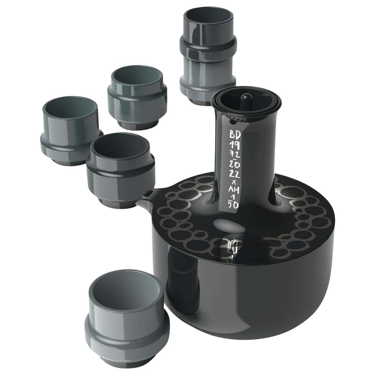 Service à café arabe gris Doobide avec finition en porcelaine, édition limitée du 50e