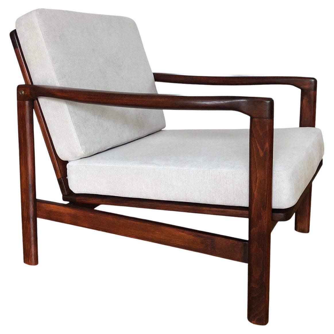Grey Armchair by Zenon Bączyk for Swarzędzkie Furniture Factory, 1960s For Sale