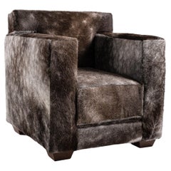 Grey Armchair with Horsehide Upholstery, Montaigne