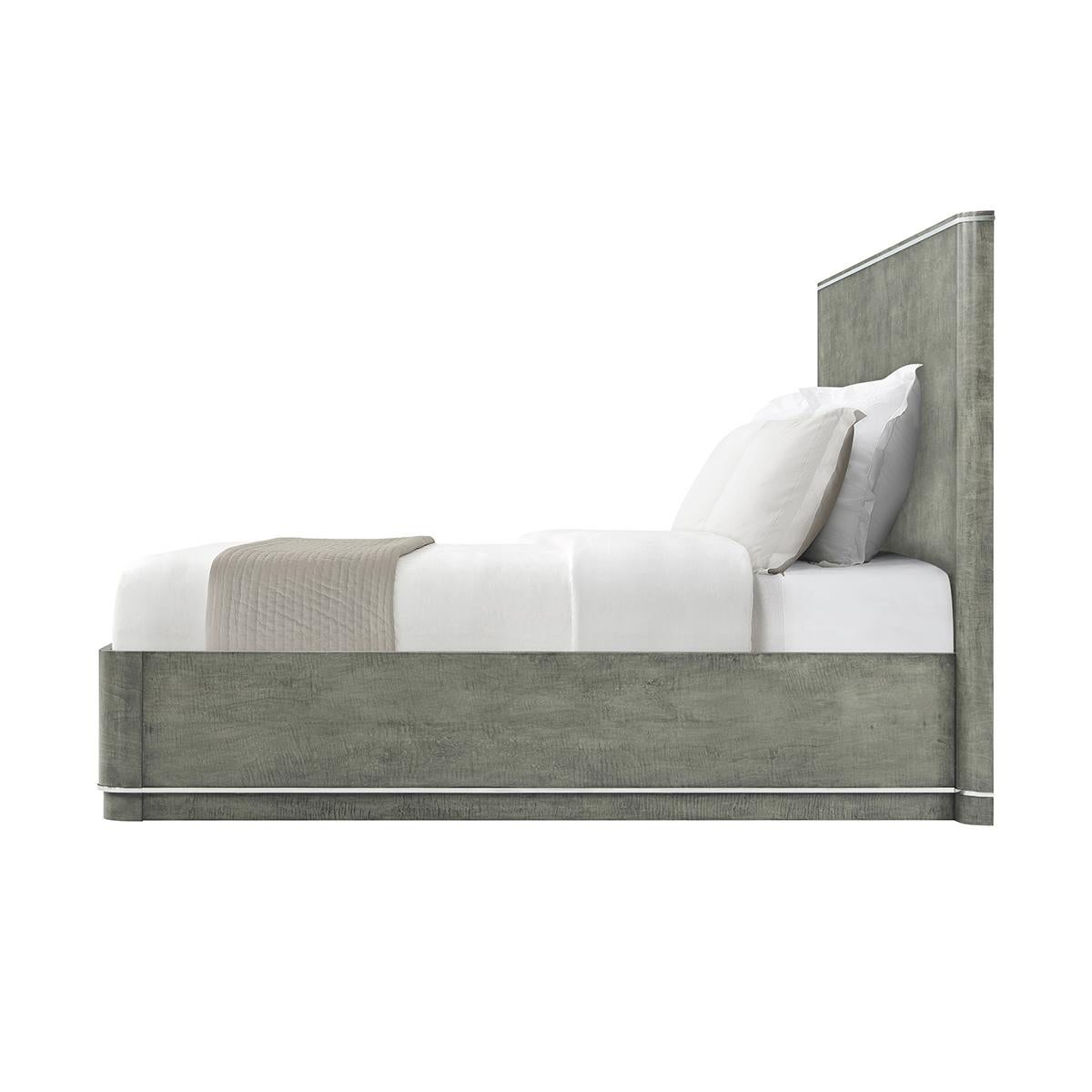 Metal Grey Art Deco Bed Frame - US King For Sale