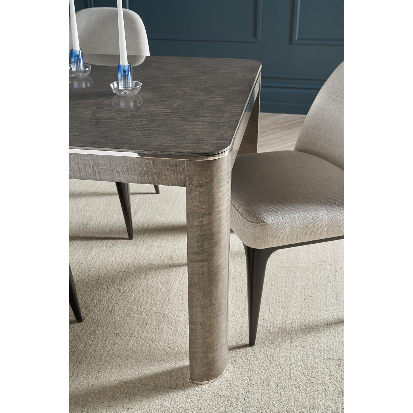 Acier inoxydable Table à manger extensible Art déco gris en vente