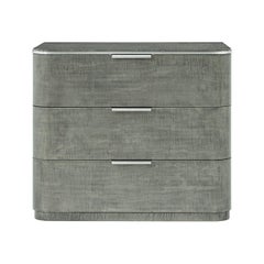 Grey Art Deco Nightstands with Drawers