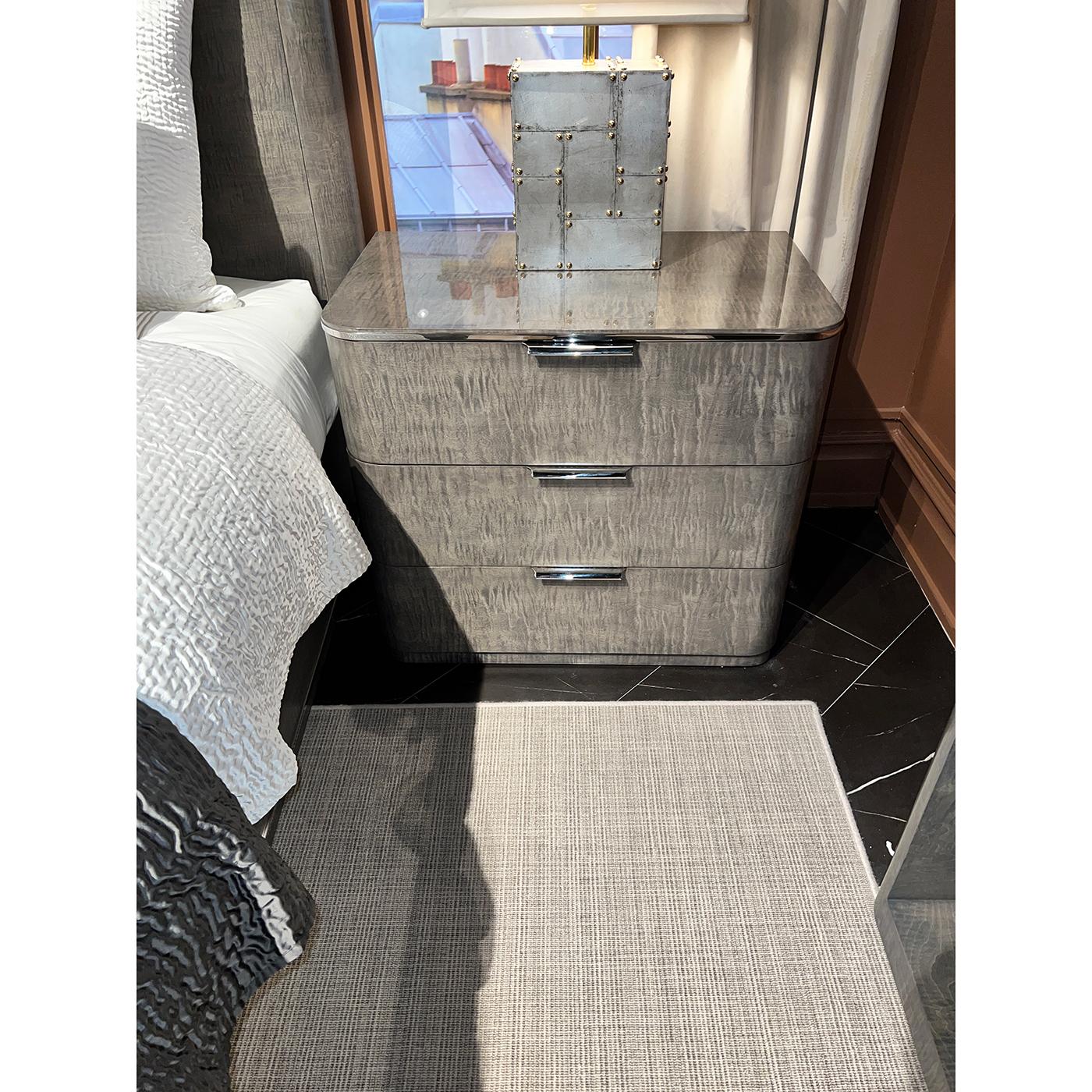 Grey Art Deco Nightstands with Drawers In New Condition For Sale In Westwood, NJ
