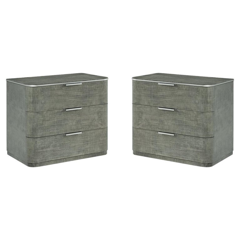 Grey Art Deco Nightstands with Drawers For Sale at 1stDibs