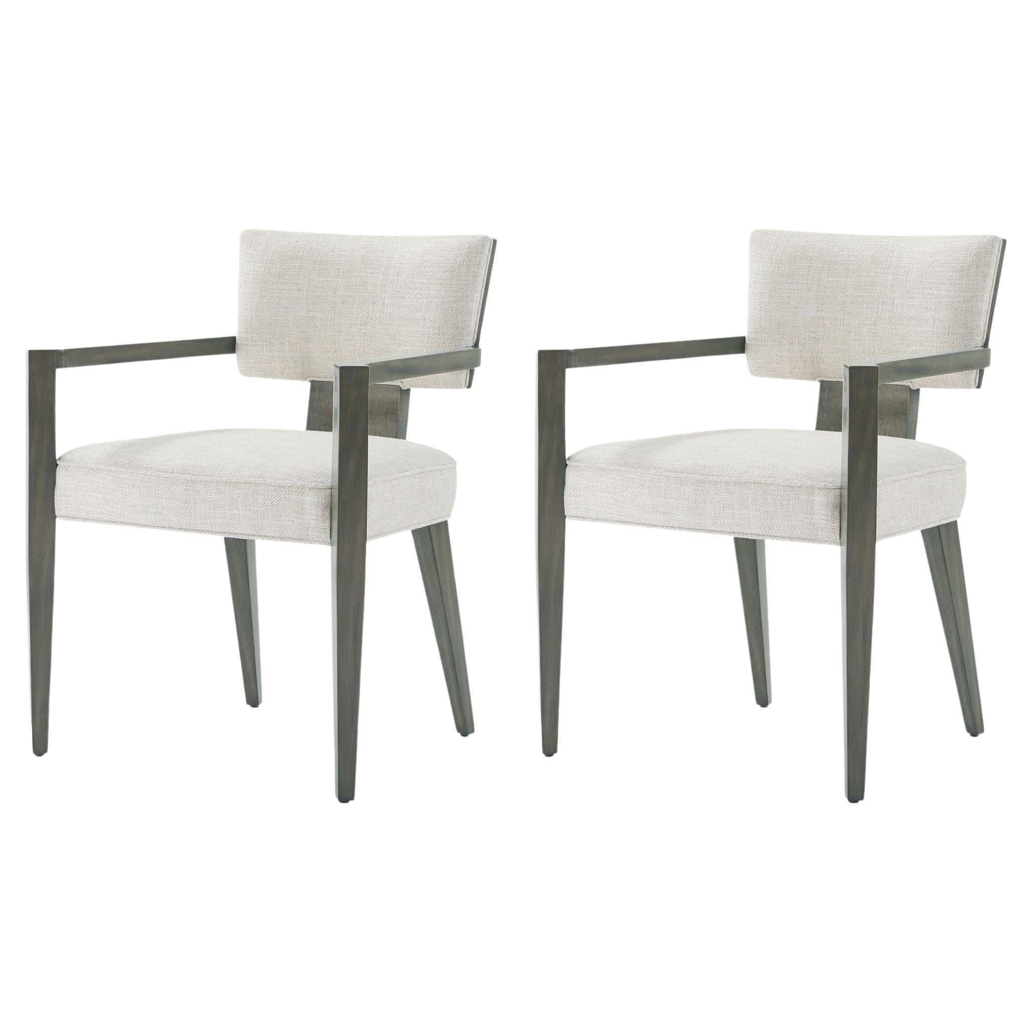 Grey Art Deco Style Dining Armchairs