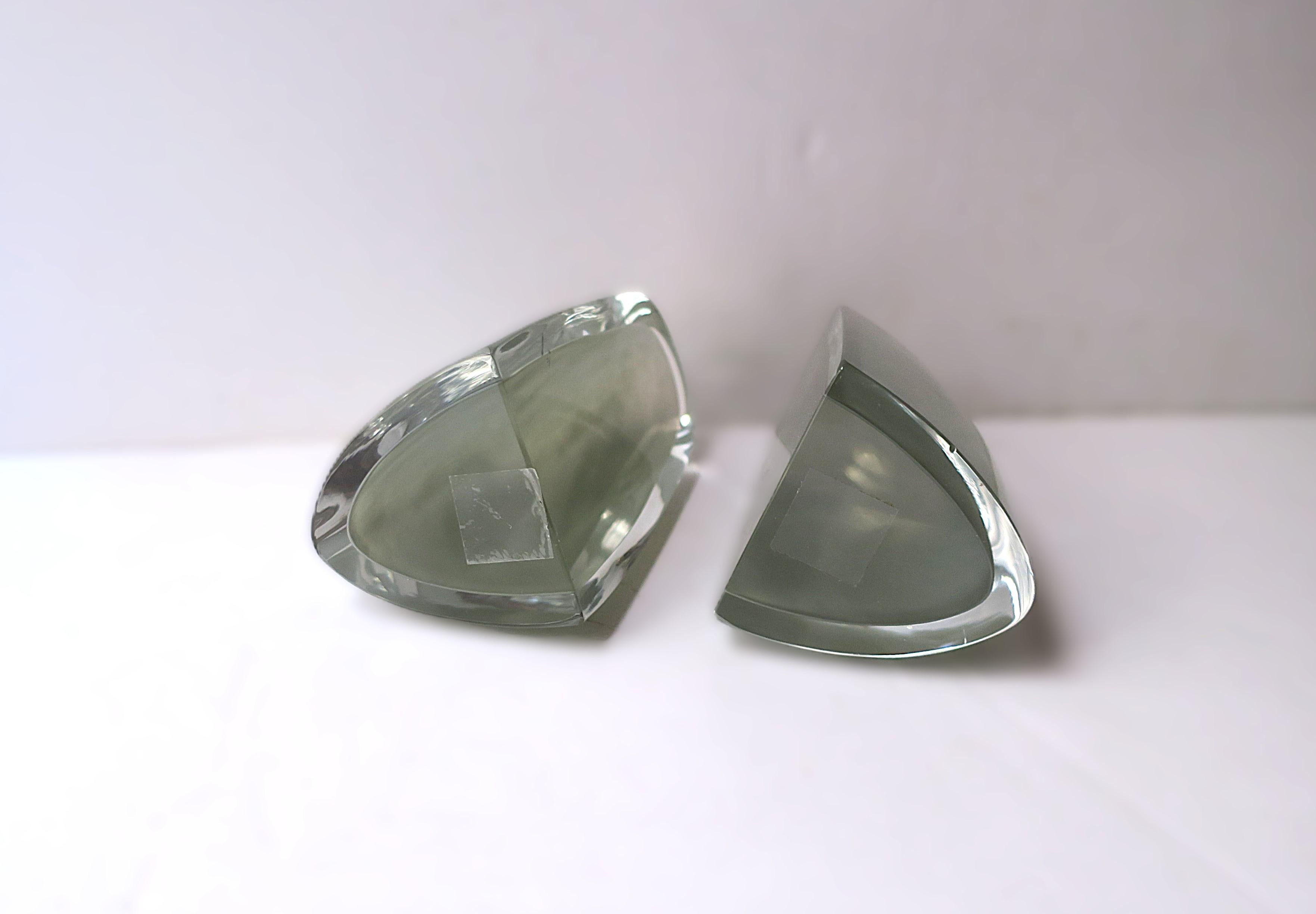 Grey Art Glass Bookends 3