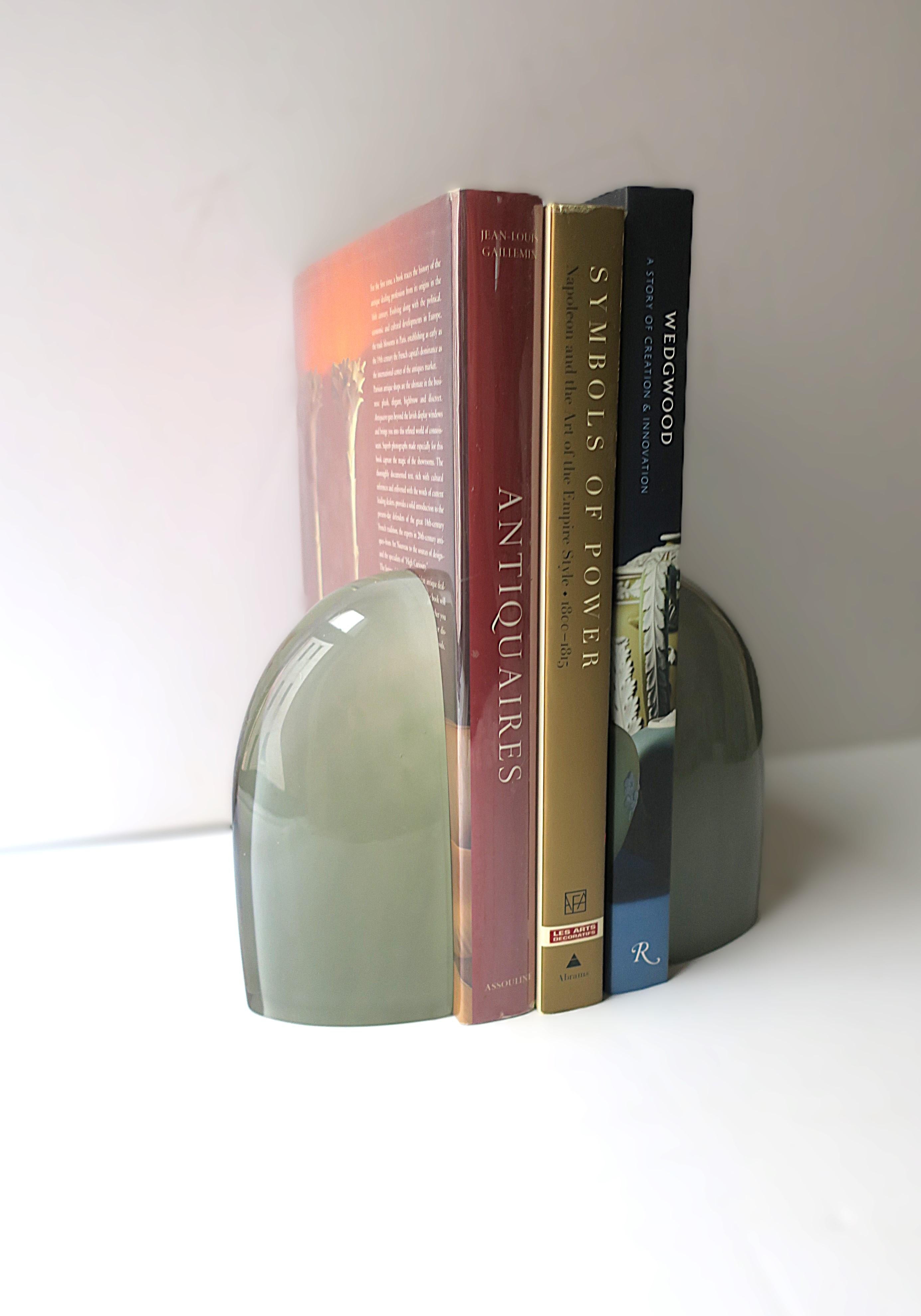 Modern Grey Art Glass Bookends