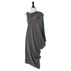 Grey asymmetrical draped sleeveless dress LANVIN by Alber Elbaz SS2009