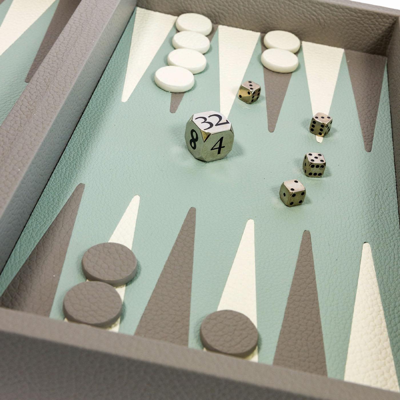 Cuir Game de backgammon - Boîte grise en vente