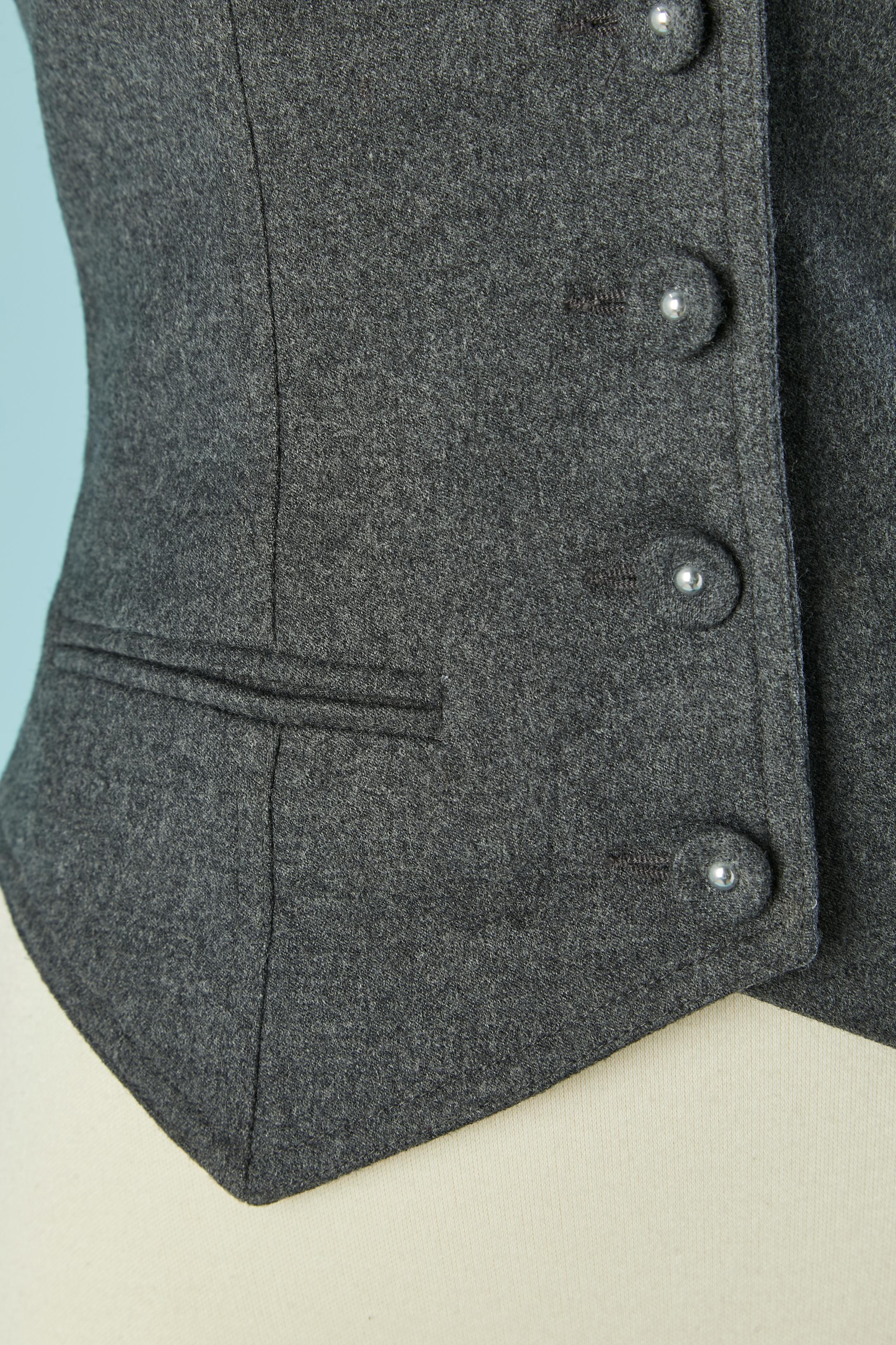 Nero Gilet-bustier grigio senza schienale con bretelle Chantal Thomass in vendita