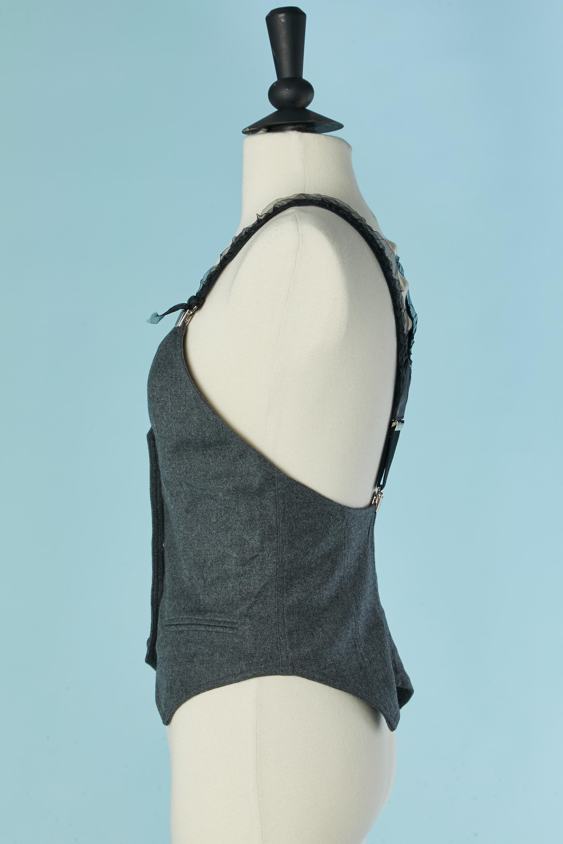 Gilet-bustier grigio senza schienale con bretelle Chantal Thomass In condizioni ottime in vendita a Saint-Ouen-Sur-Seine, FR