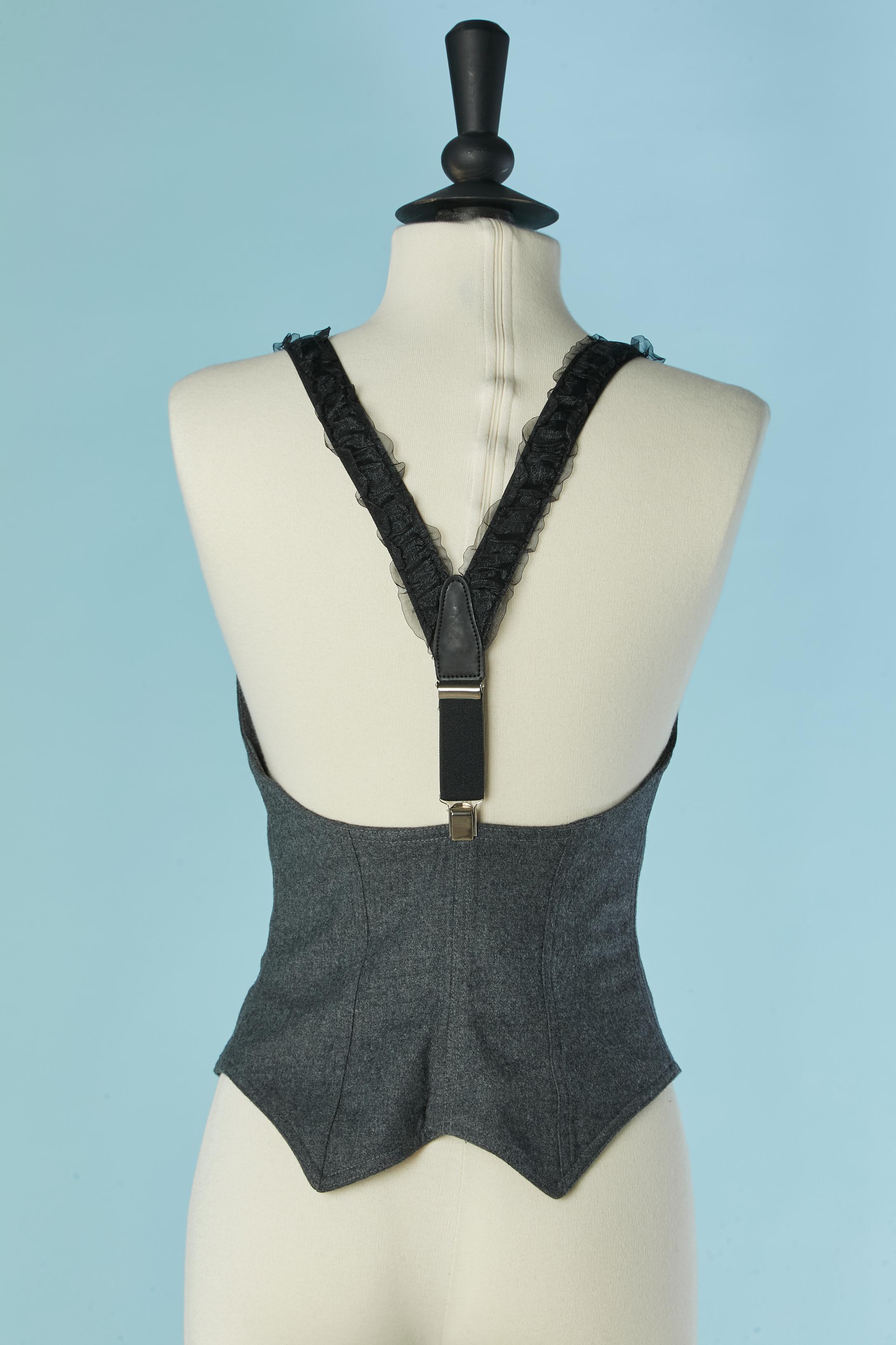 Donna Gilet-bustier grigio senza schienale con bretelle Chantal Thomass in vendita