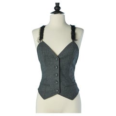 Grey backless flanelle bustier-vest with suspender CHANTAL THOMASS