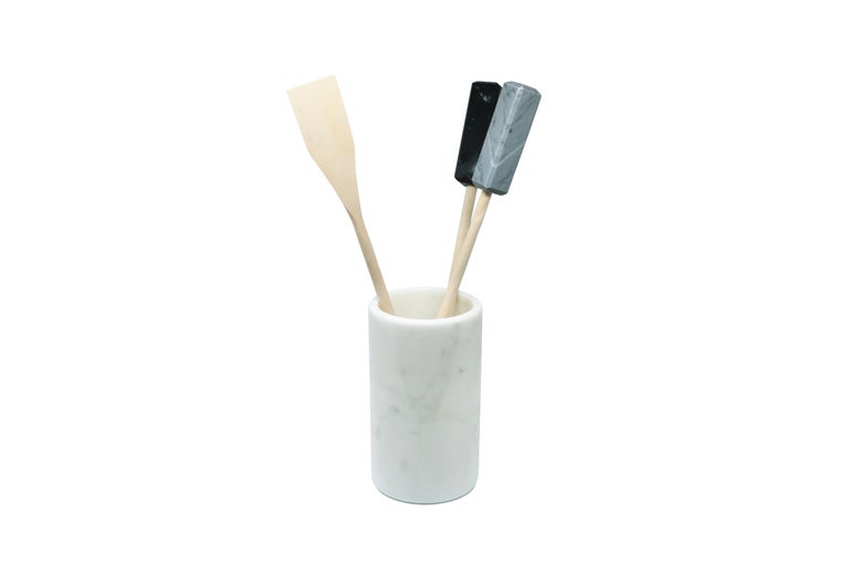Grey Bardiglio Marble Utensil Holder For Sale at 1stDibs