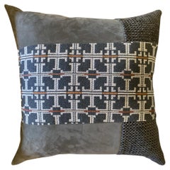 Grey Bebop Pillow with Orange Panel and Black and White  / Graphic Back