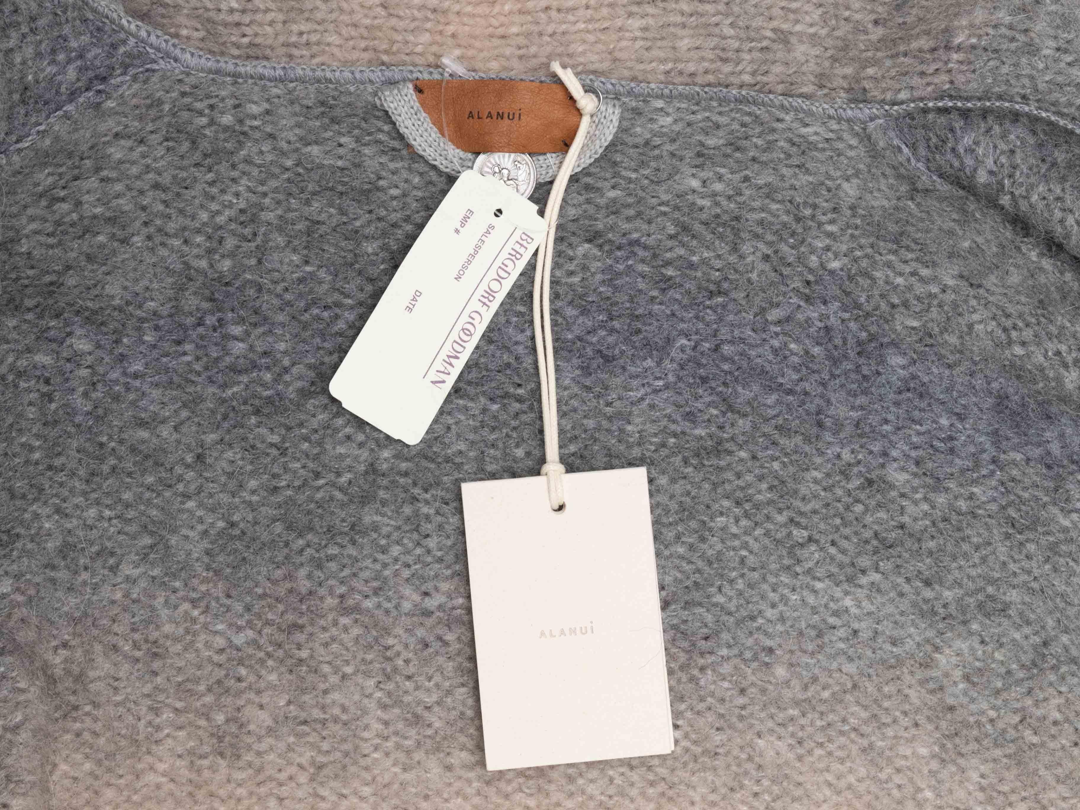 Grey & Beige Alanui Alpaca Embellished Wrap Cardigan Size US M en vente 3