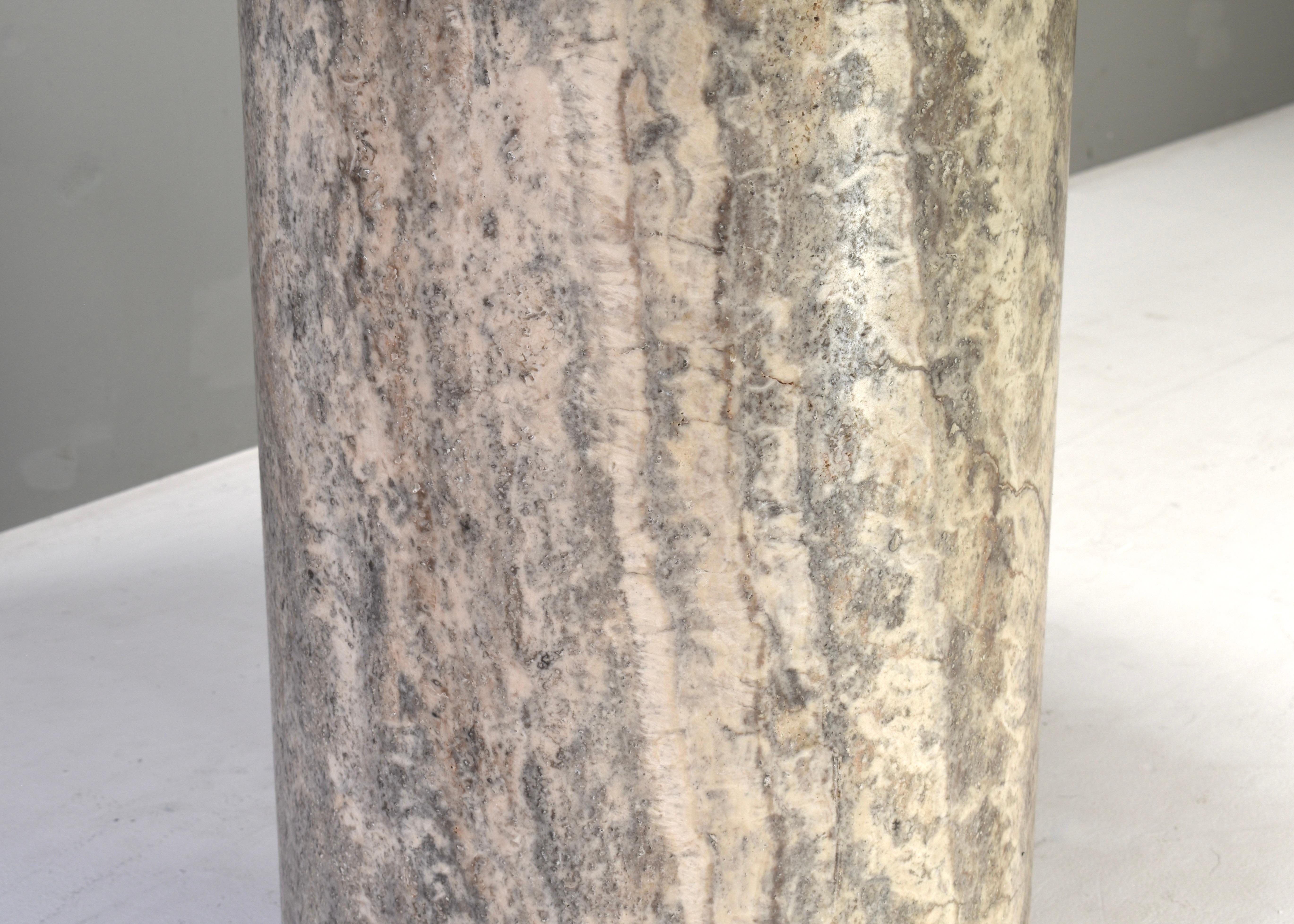 Grey / Beige Travertine Round Dining Table For Sale 4