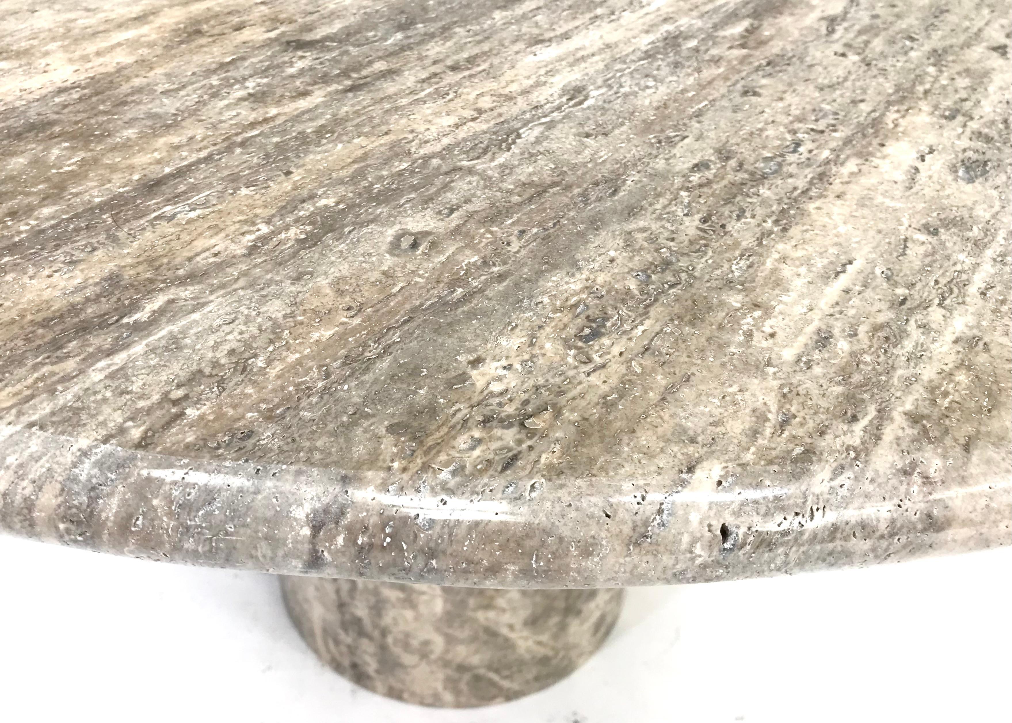 Grey / Beige Travertine Round Dining Table For Sale 6
