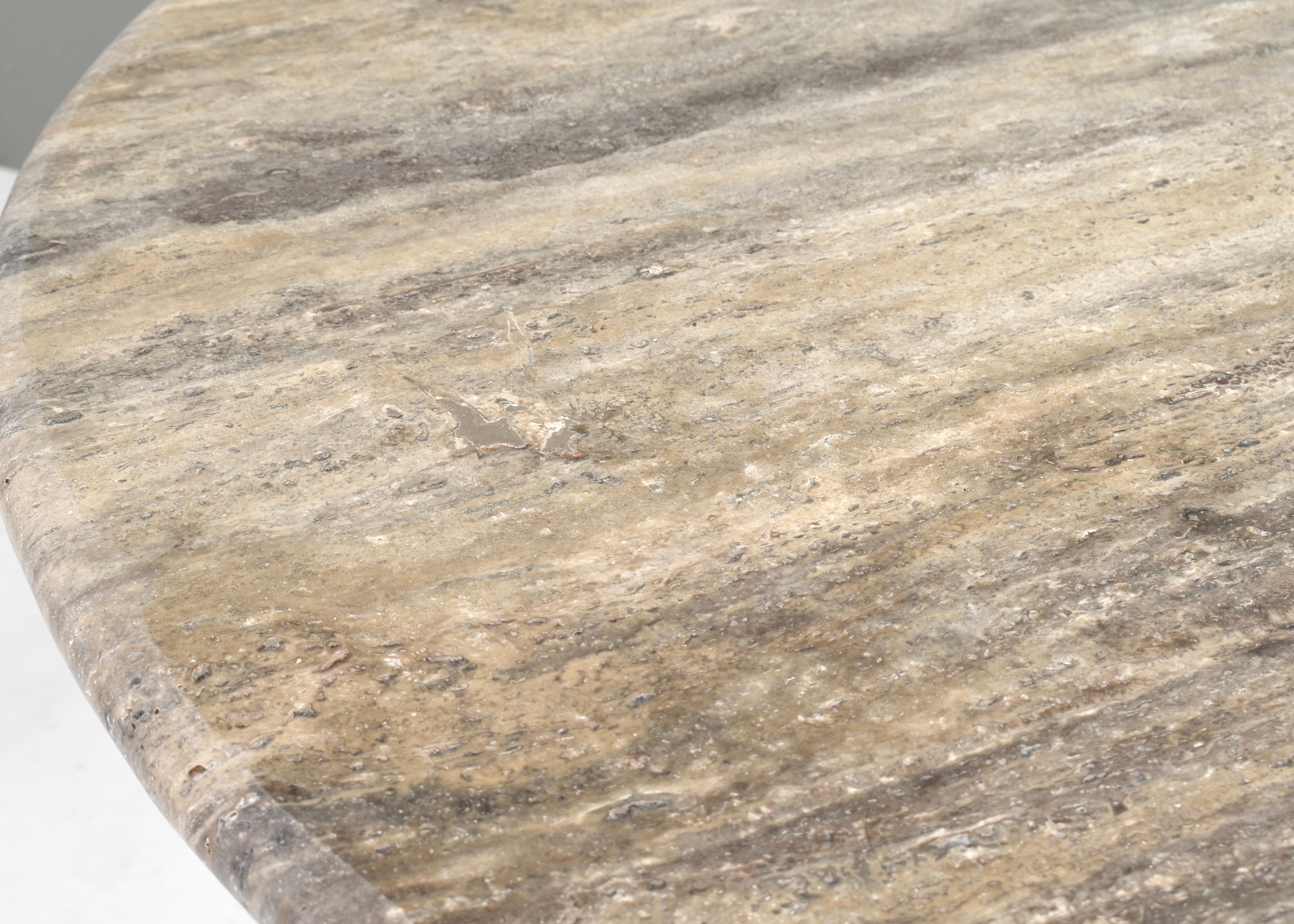 Grey / Beige Travertine Round Dining Table For Sale 7