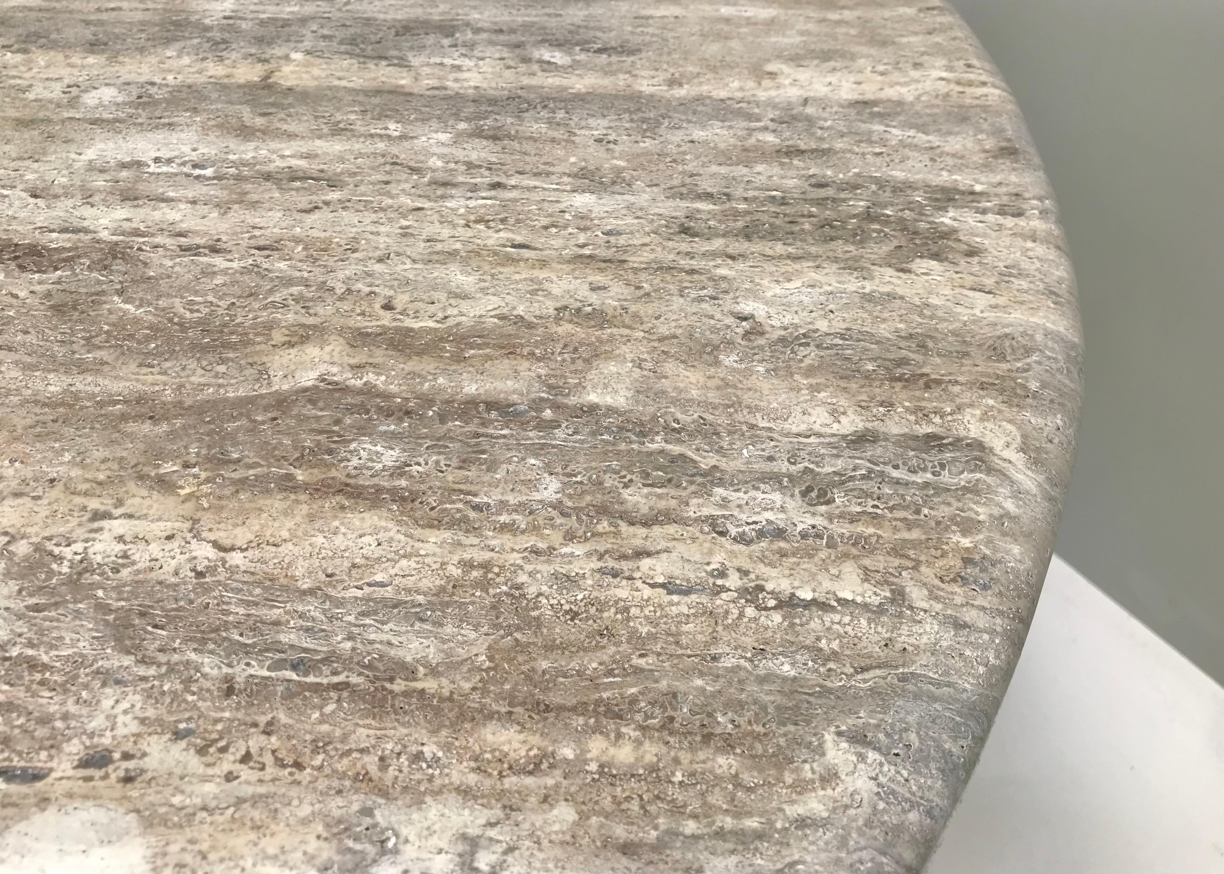 Grey / Beige Travertine Round Dining Table For Sale 8