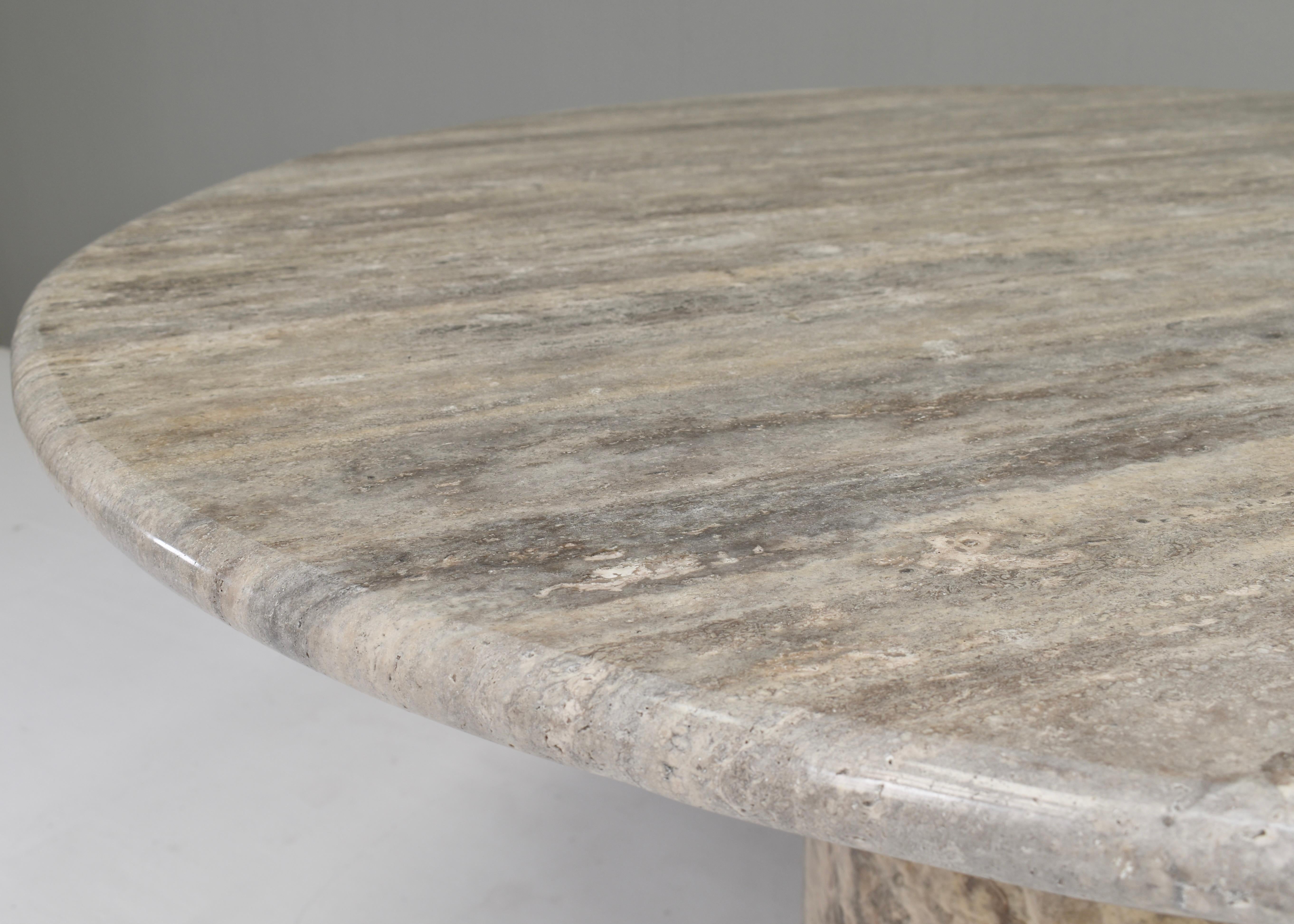 Grey / Beige Travertine Round Dining Table For Sale 11