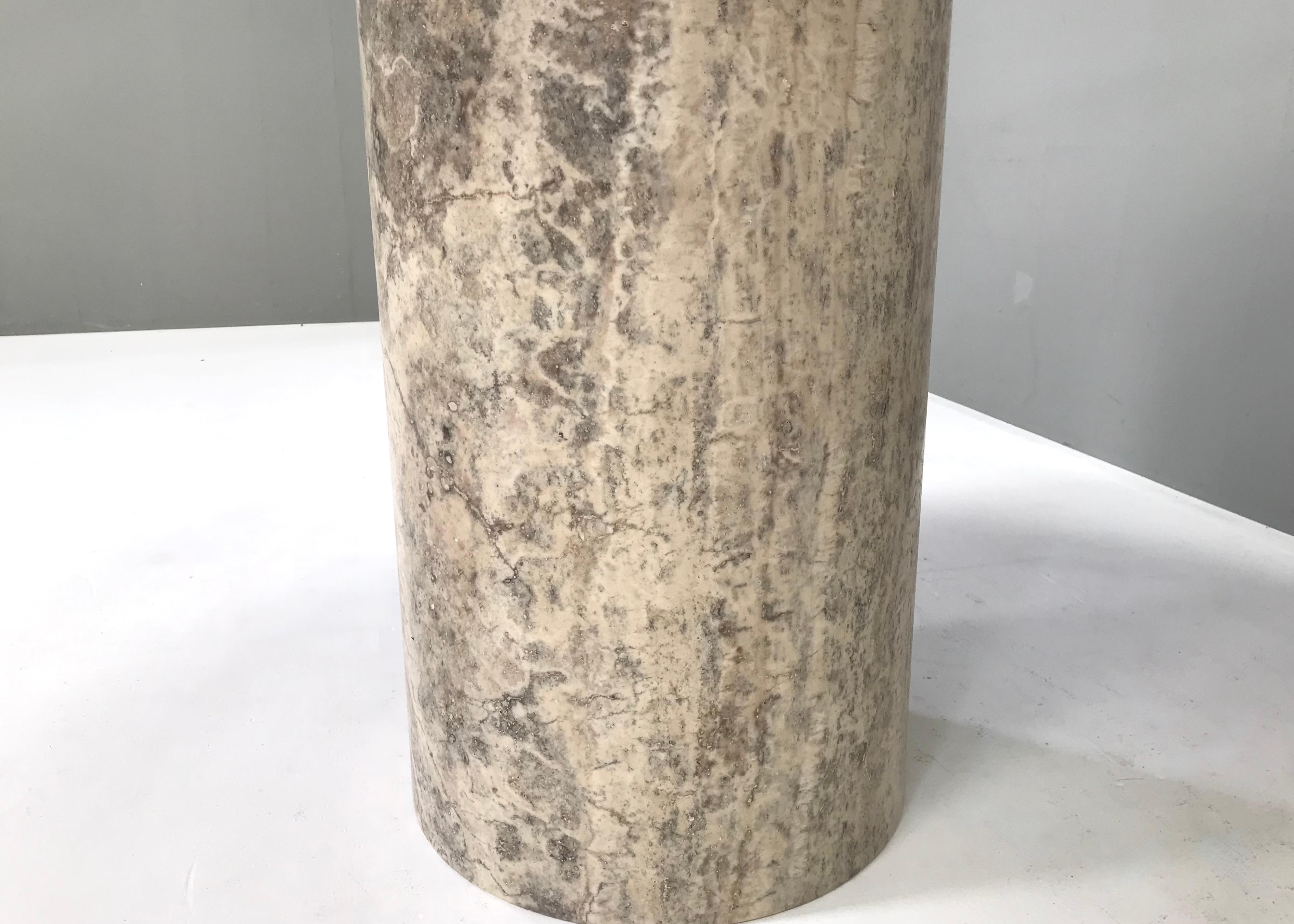 Grey / Beige Travertine Round Dining Table For Sale 3