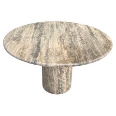 Runder Esstisch aus Travertin Grau/Beige