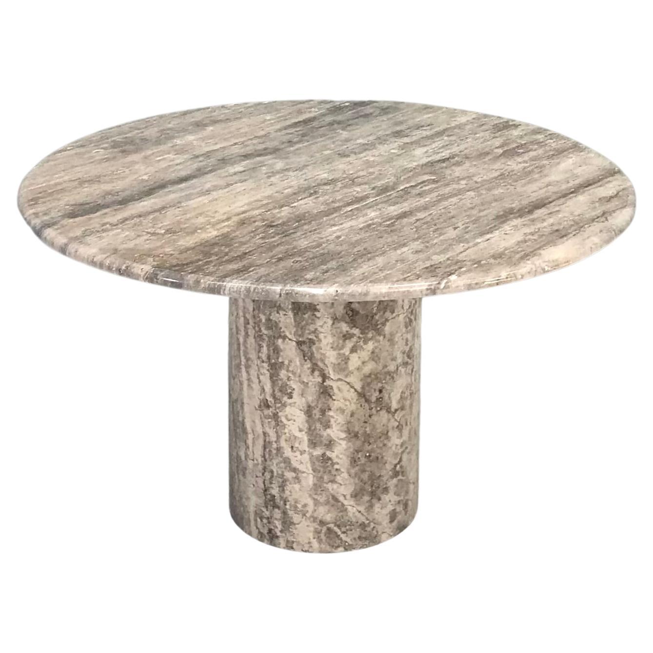 Tavolo da pranzo rotondo in travertino grigio/beige
