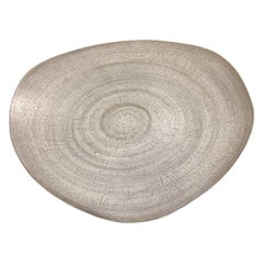 Grey Birch Motif Handmade Fine Ceramic Platter, Italy, Contemporary