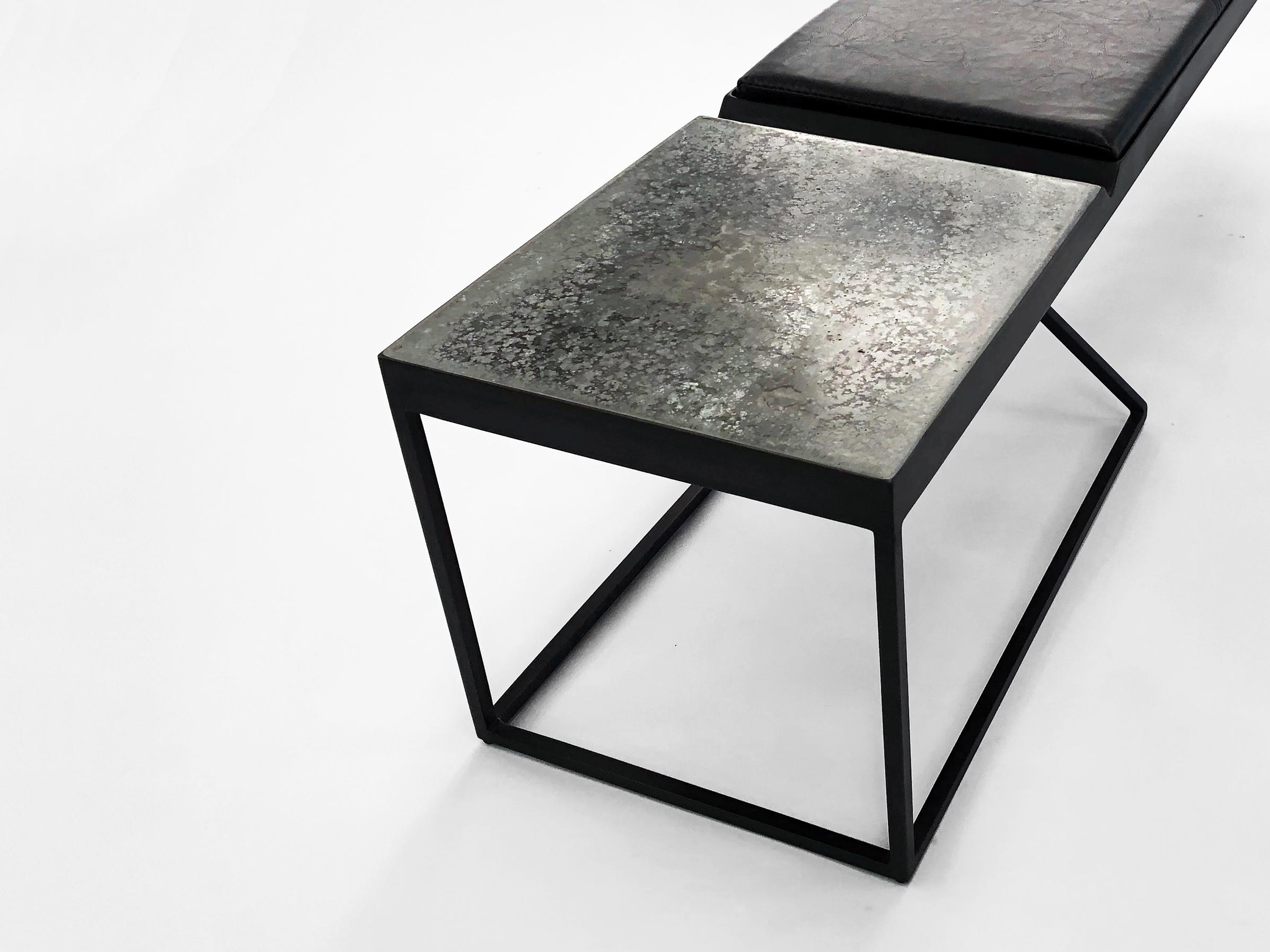 American Grey Bird Bench, Concrete + Steel Collection from Joshua Howe Design