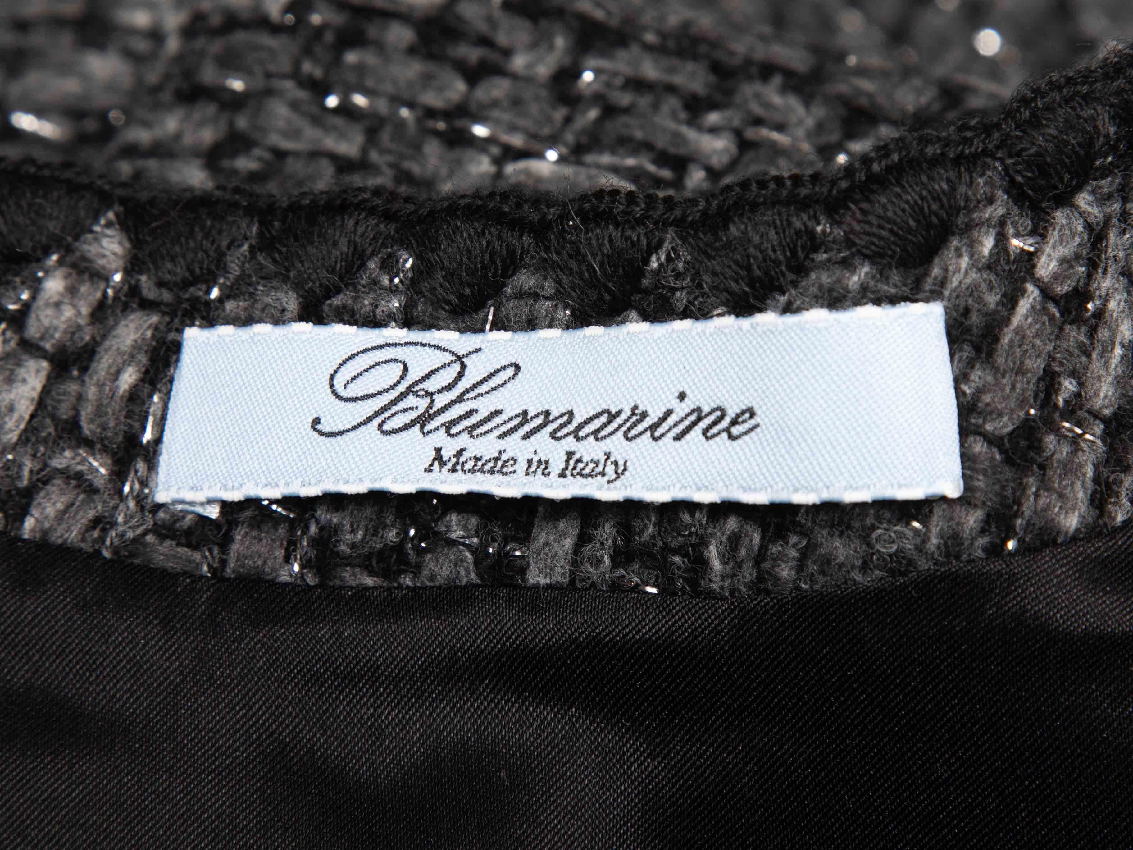 Graues & schwarzes Blumarine Tweed Kleid mit kurzen Ärmeln Größe IT 40 Damen im Angebot