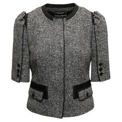 Grau & Schwarz Dolce & Gabbana Kurzarmjacke aus Wolle und Seidenmischung in Grau & Schwarz Größe IT 40