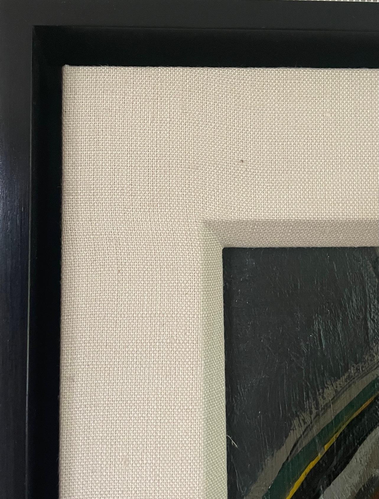 Abstraktes Ölgemälde in Grau, Schwarz und Gold im Combo-Stil, Italien, Mitte des Jahrhunderts (Farbe) im Angebot