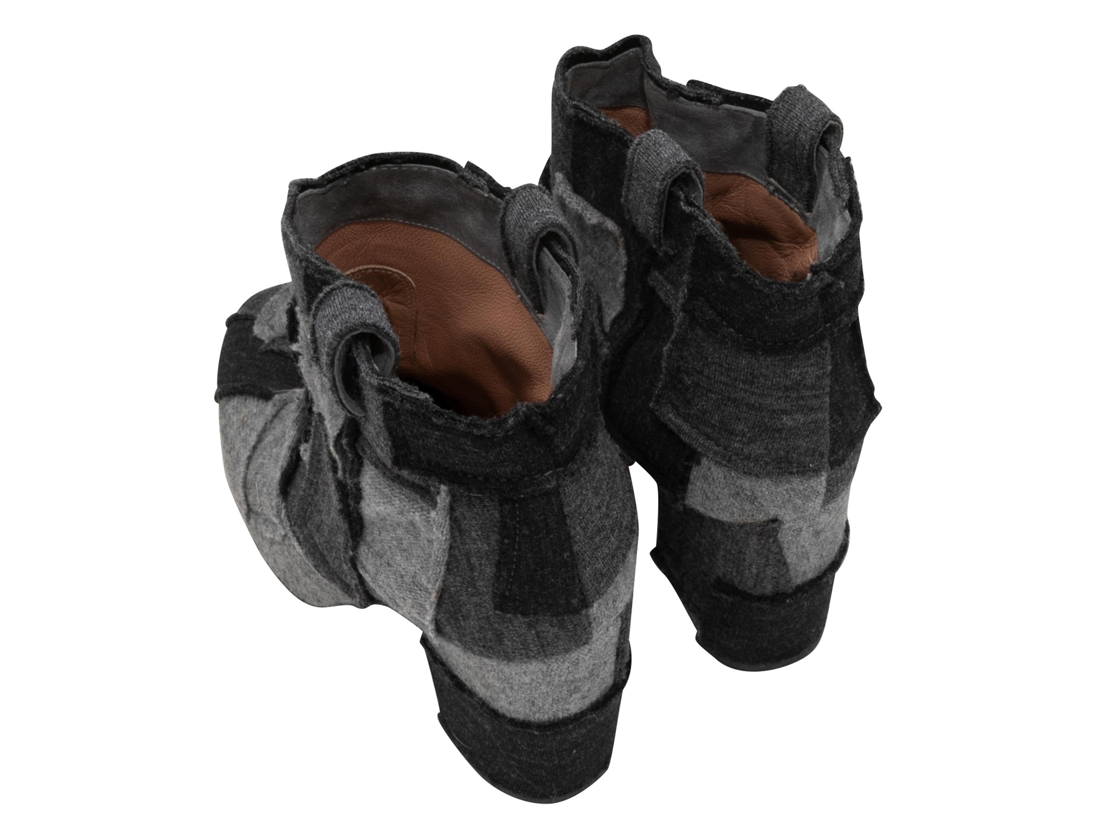 Grey & Black Lauren Dacade Patchwork Ankle Boots Size 38 In Good Condition For Sale In New York, NY