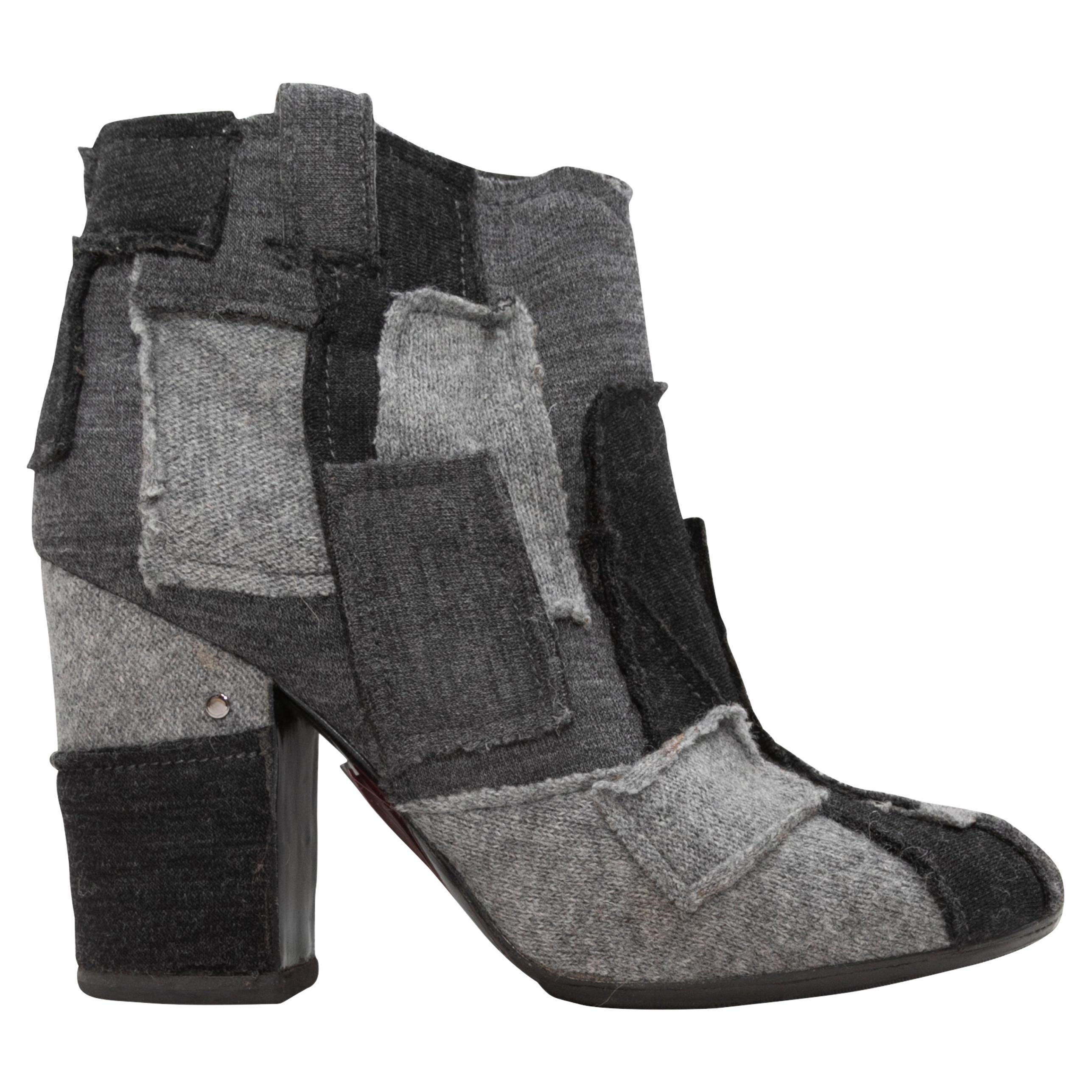 Grey & Black Lauren Dacade Patchwork Ankle Boots Size 38 For Sale