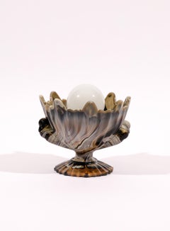 Grey/ Black Marble Glass Contemporary Table Lamp by Nusprodukt In Stock