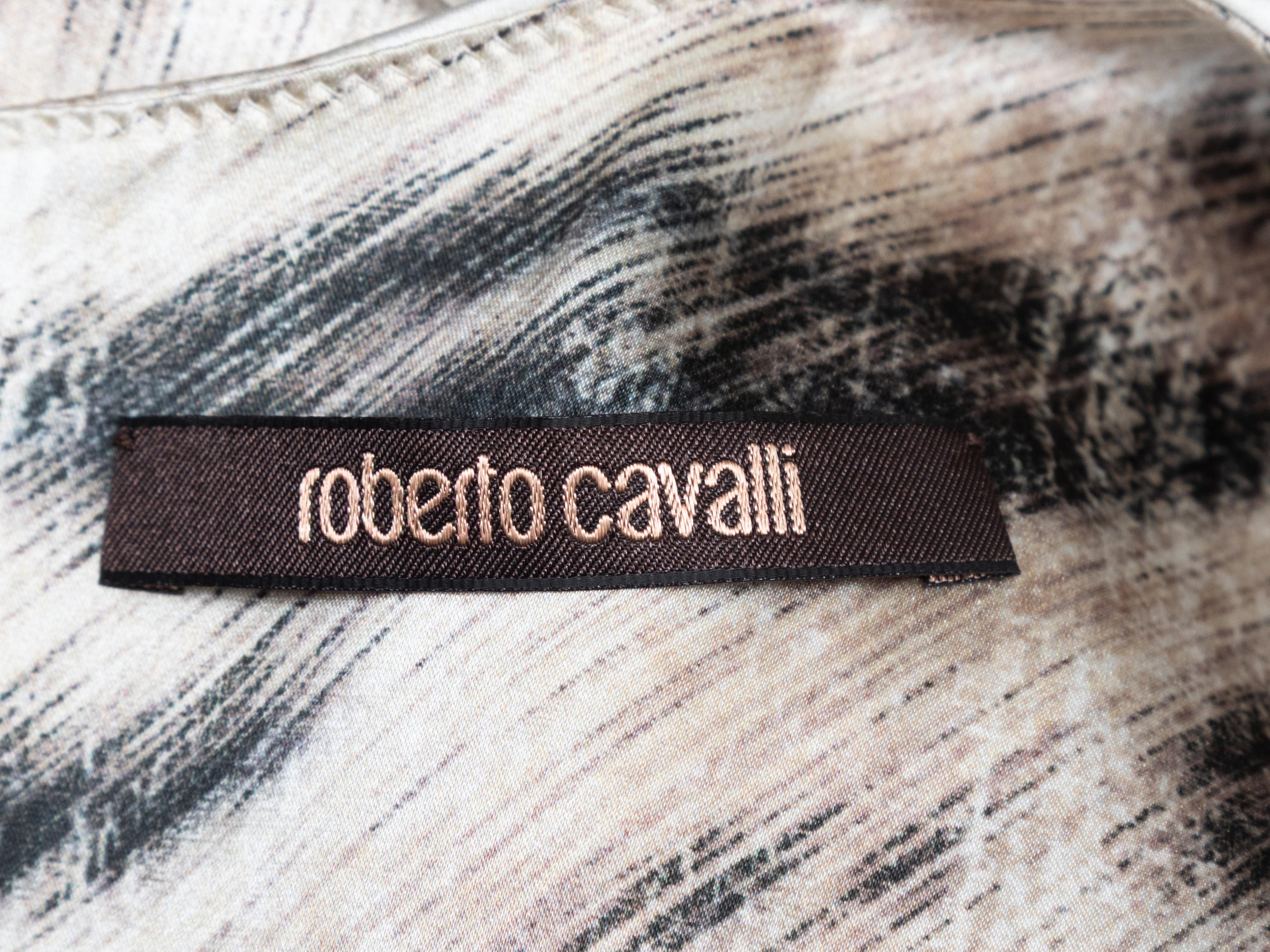 Robe en soie imprimée tigre gris et noir Roberto Cavalli Taille IT 40 Pour femmes en vente