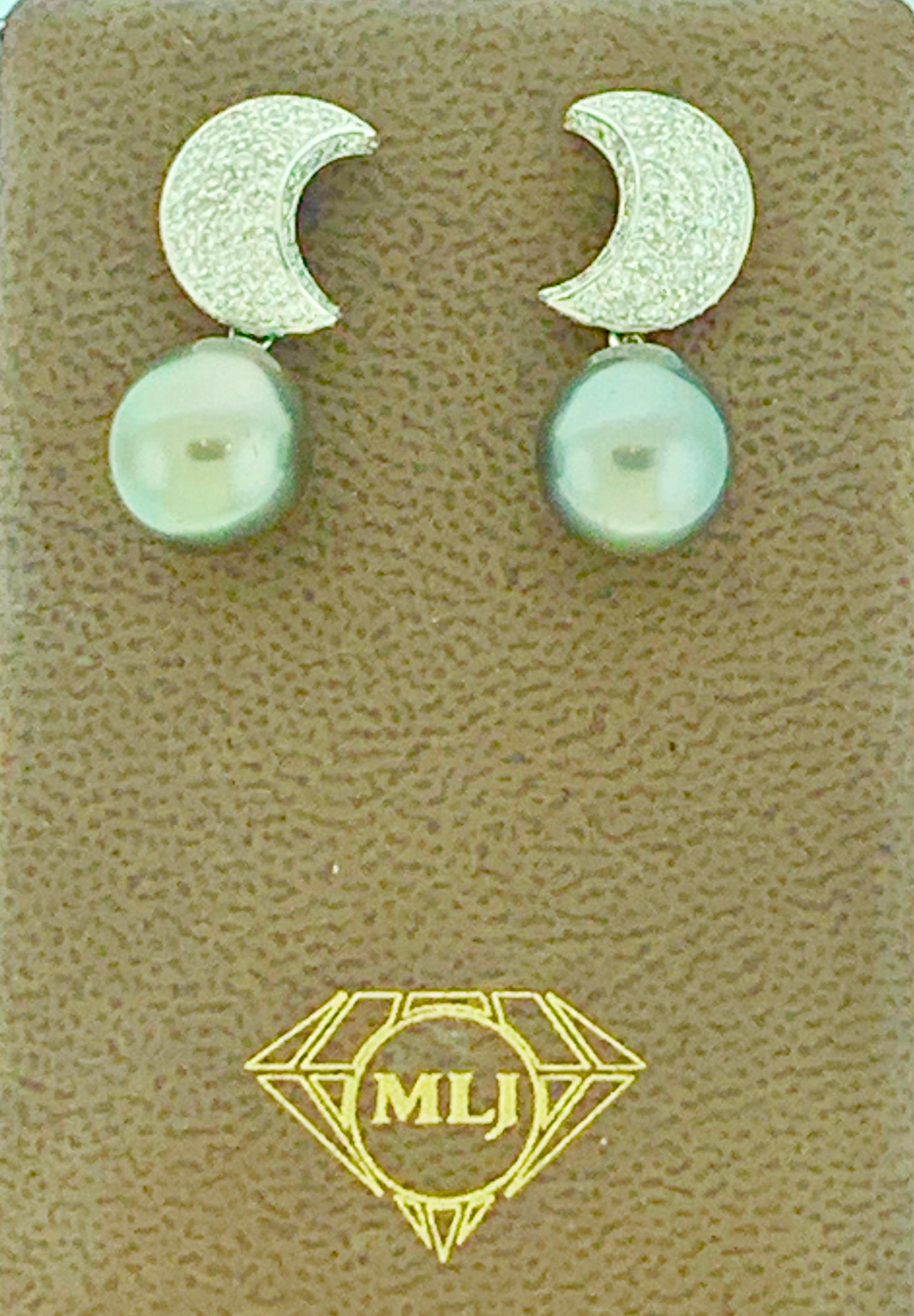 18 Karat Weißgold Cocktail-Ohrringe mit Diamanten in Grau und Schwarz, Tahiti-Grau (Rundschliff) im Angebot